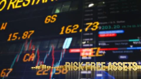 Gold Risk Free Assets In A Secure Investment Market 3d render. Stock Illustration