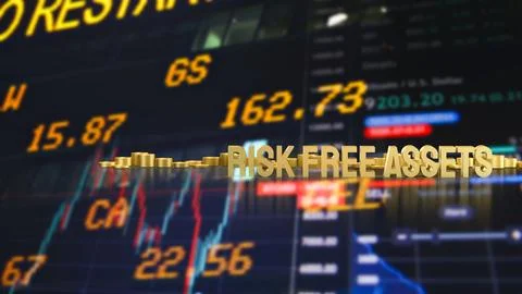 Gold Risk Free Assets In A Secure Investment Market 3d render. Stock Illustration