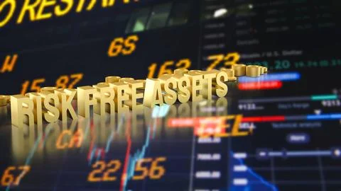 Gold Risk Free Assets In A Secure Investment Market 3d render. Stock Illustration