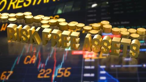 Gold Risk Free Assets In A Secure Investment Market 3d render. Stock Illustration