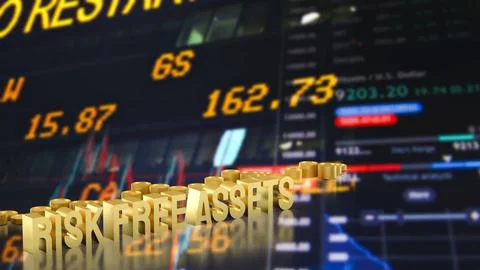 Gold Risk Free Assets In A Secure Investment Market 3d render. Stock Illustration