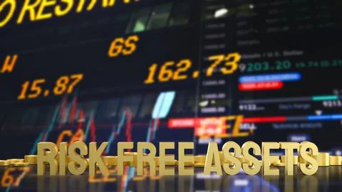 Gold Risk Free Assets In A Secure Investment Market 3d render. Stock Illustration