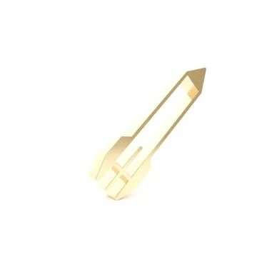 Gold Rocket icon isolated on white background. 3d illustration 3D render イラスト素材