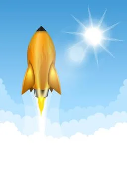 Gold rocket launch Stock Illustration