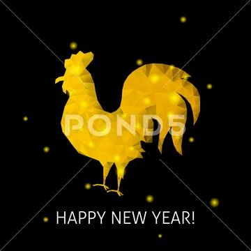 Gold Rooster Happy New Year Stock Illustration