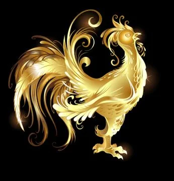 Gold rooster Stock Illustration
