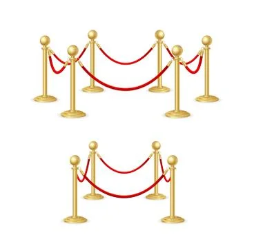 Gold Rope Barrier Constructor Set. Vector Illustrazione stock