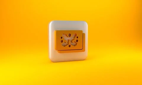 Gold Rorschach test icon isolated on yellow background. Psycho diagnostic 스톡 일러스트
