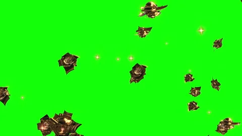 Gold rose particle loop animation green screen Stock Footage 168338622