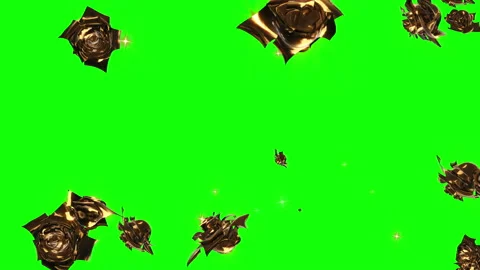 Gold rose particle loop animation green screen Stock Footage 168338681