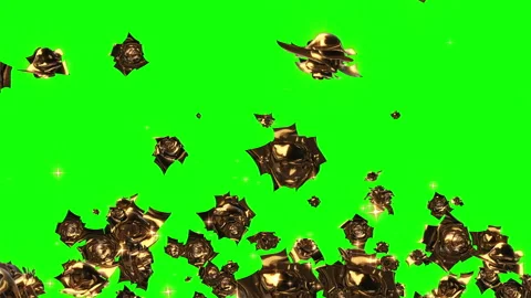 Gold rose particle loop animation green screen Stock Footage 168338710