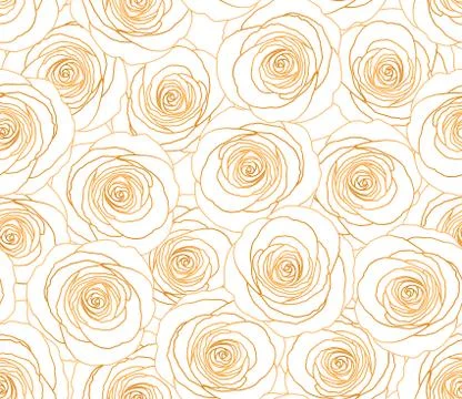 Gold Rose Seamless Pattern. Flower Vector Background. Present Wrapping. Stock Illustration