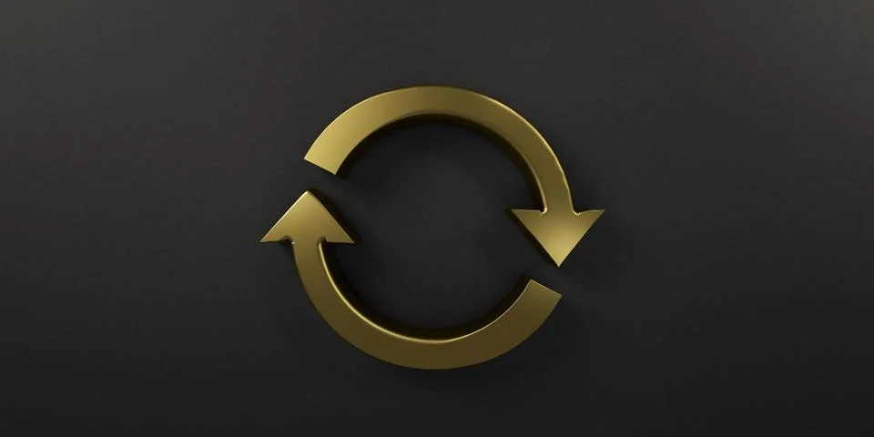 Gold Rotate Symbol . 3D Render Illustration Stock Illustration
