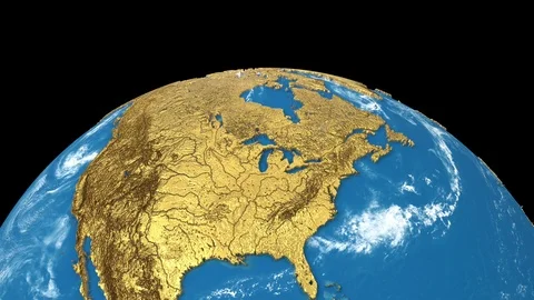 Gold rotating Earth planet isolated on black background. Video stock 118092846