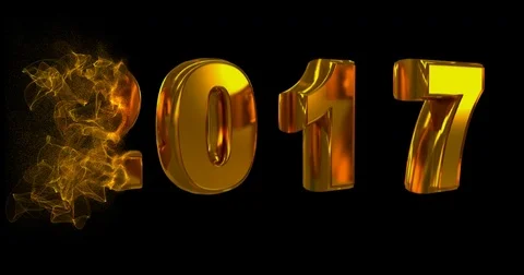 Gold rotating numbers 2017 changing to symbols 2018, on a black background Stock Footage 82472296