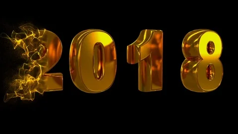 Gold rotating numbers 2018, on a black background, video loop Stock Footage 82455699