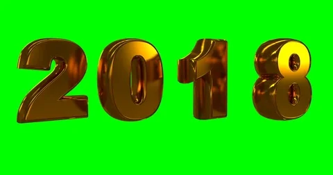 Gold rotating numbers 2018, hromakey, video loop Stock Footage 82464273