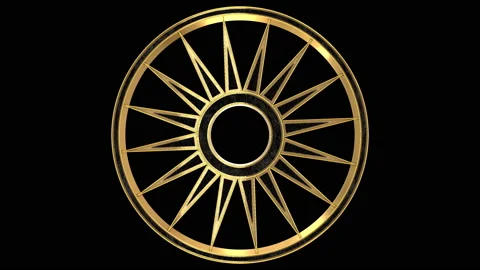 Gold Rotating Wheel Sun 3D animation. ALPHA MATTE. Stock Footage 140971707