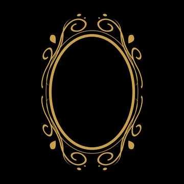 Gold round border and frame decorative element art Stock Illustration