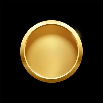 Gold round button with frame, 3d golden glossy elegant circle design for empty Stock Illustration