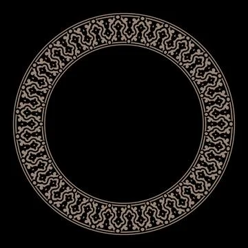 Gold round classic frame with arabesques, floral pattern. Round, border, Ancient Stockillustratie
