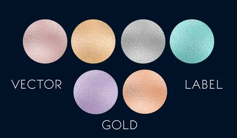 Gold round elements. Round circle label with gold glitter texture. Vector iso Illustrazione stock