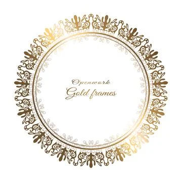Gold round frame on a white background. Modern style. Vector illustration. Stock Illustration