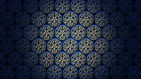 Gold round ornament. Tile from patterns in extrusion. Shine and transfusion of Stock Footage 166824981