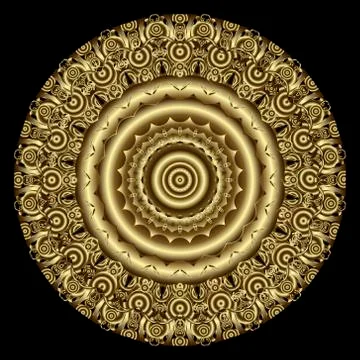 Gold round surface mandala pattern. Ornamental vector Deco background. Textur Stock Illustration