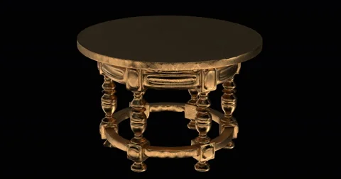 Gold round table on six legs Stock Footage 156294142