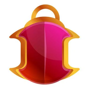 Gold ruby amulet icon, cartoon style Stock Illustration