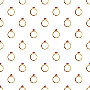 Gold ruby engagement rings seamless pattern background Stockillustratie