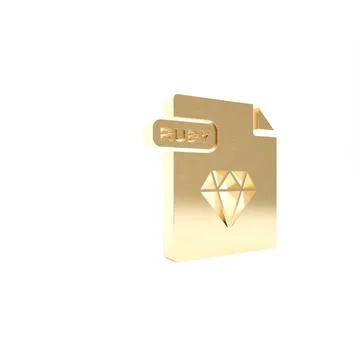 Gold RUBY file document. Download ruby button icon isolated on white backgrou Stock Illustration