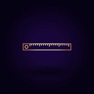 Gold ruler icon. Vector illustration isolated on a blue background. School su Stock Illustration