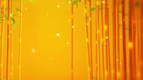 Gold Rush Canopy: A Lush Setting of Golden Bamboo Stalks Illuminating a Scene o Stock Footage 318051532