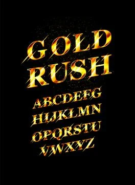 Gold rush font. Stock Illustration