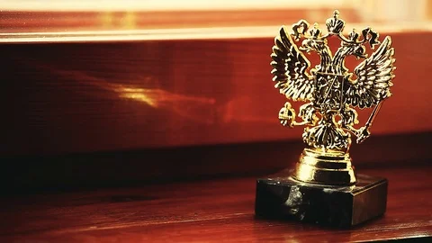 Gold Russian eagle day light Stock Footage 87342265