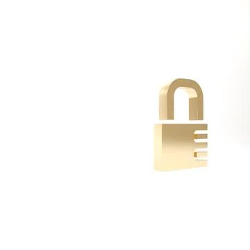 Gold Safe combination lock icon isolated on white background. Combination pad Illustrazione stock