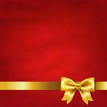 Gold satin bow and red vintage background Stock Illustration