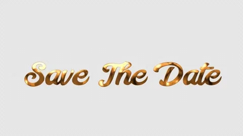 Gold Save The Date lettering against black background Stock Footage 287958037