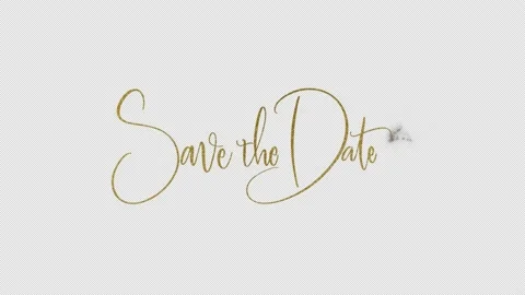 Gold Save The Date Particle Title Text, Alpha Channel Stock Footage 239346883