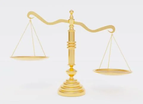 Gold scales of justice. 3d rendering. Stock Illustration