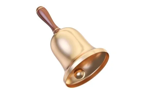 Gold school bell, 3D rendering Stock Illustration