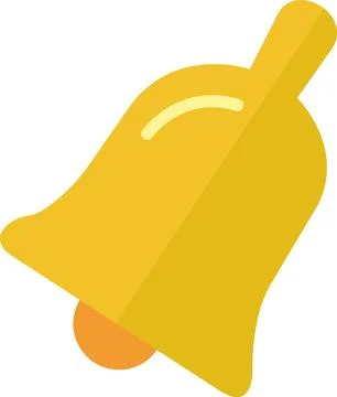 Gold school bell flat icon illustration Stock Illustration