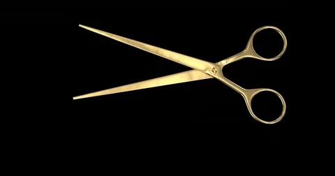 Gold scissors rotation animation Stock Footage 84471410
