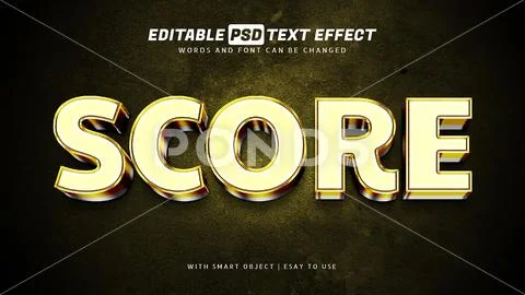 Gold score text effect editable PSD Template