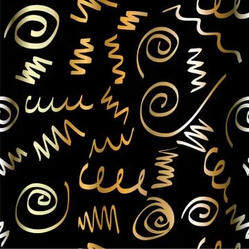 Gold Scribble Seamless Pattern Background Illustrazione stock