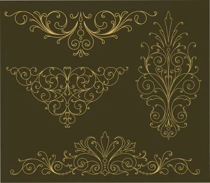 Gold Scroll Ornaments Illustrazione stock