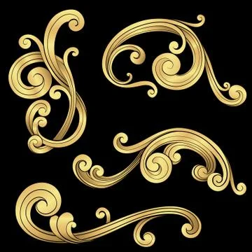 Gold Scrolls Set Stock Illustration
