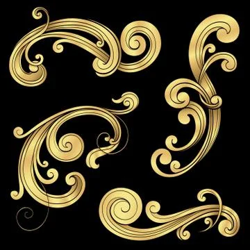Gold Scrolls Set Stock Illustration